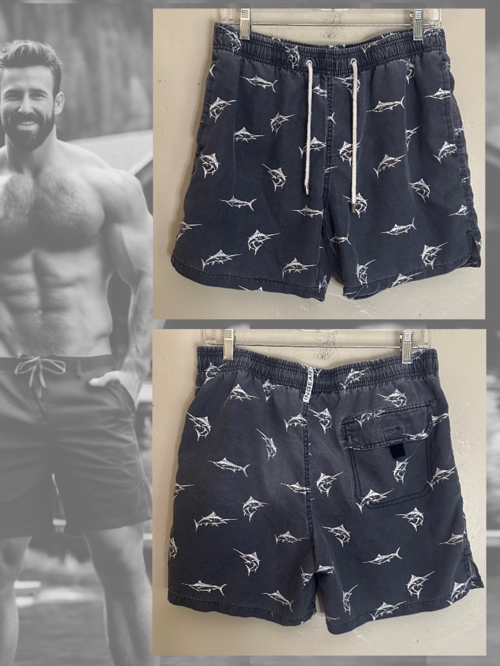 Ingear Swim Trunks Small  28-30" waist 5.5" inseam Gently worn faded vintage